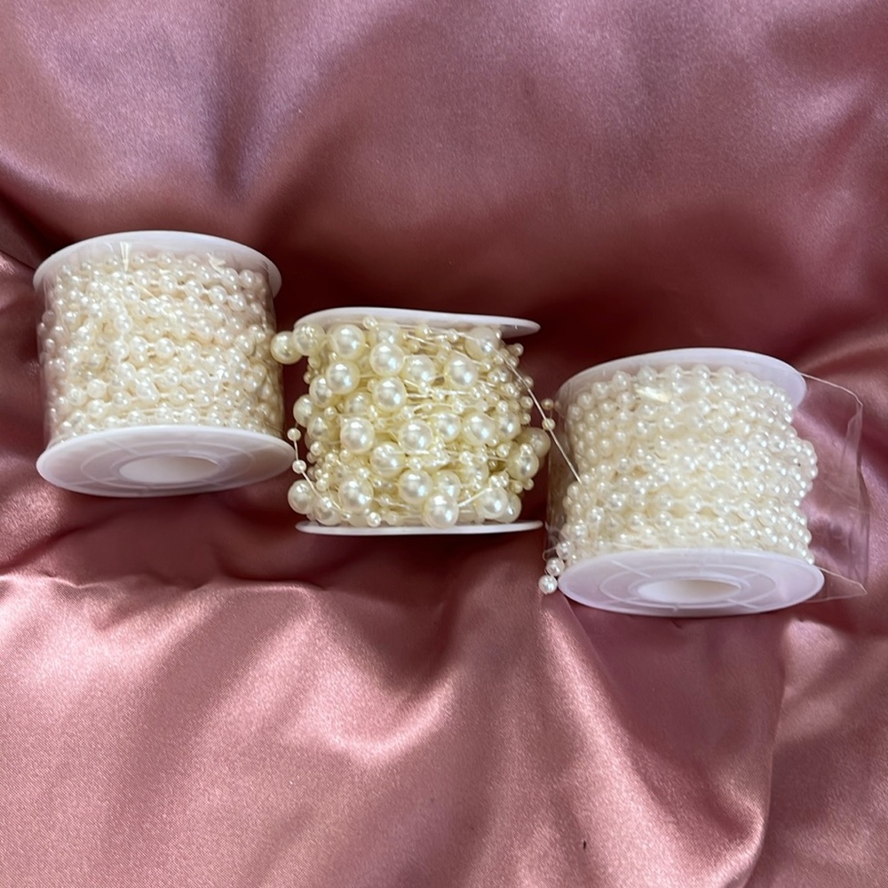 3 rolls ivory pearls